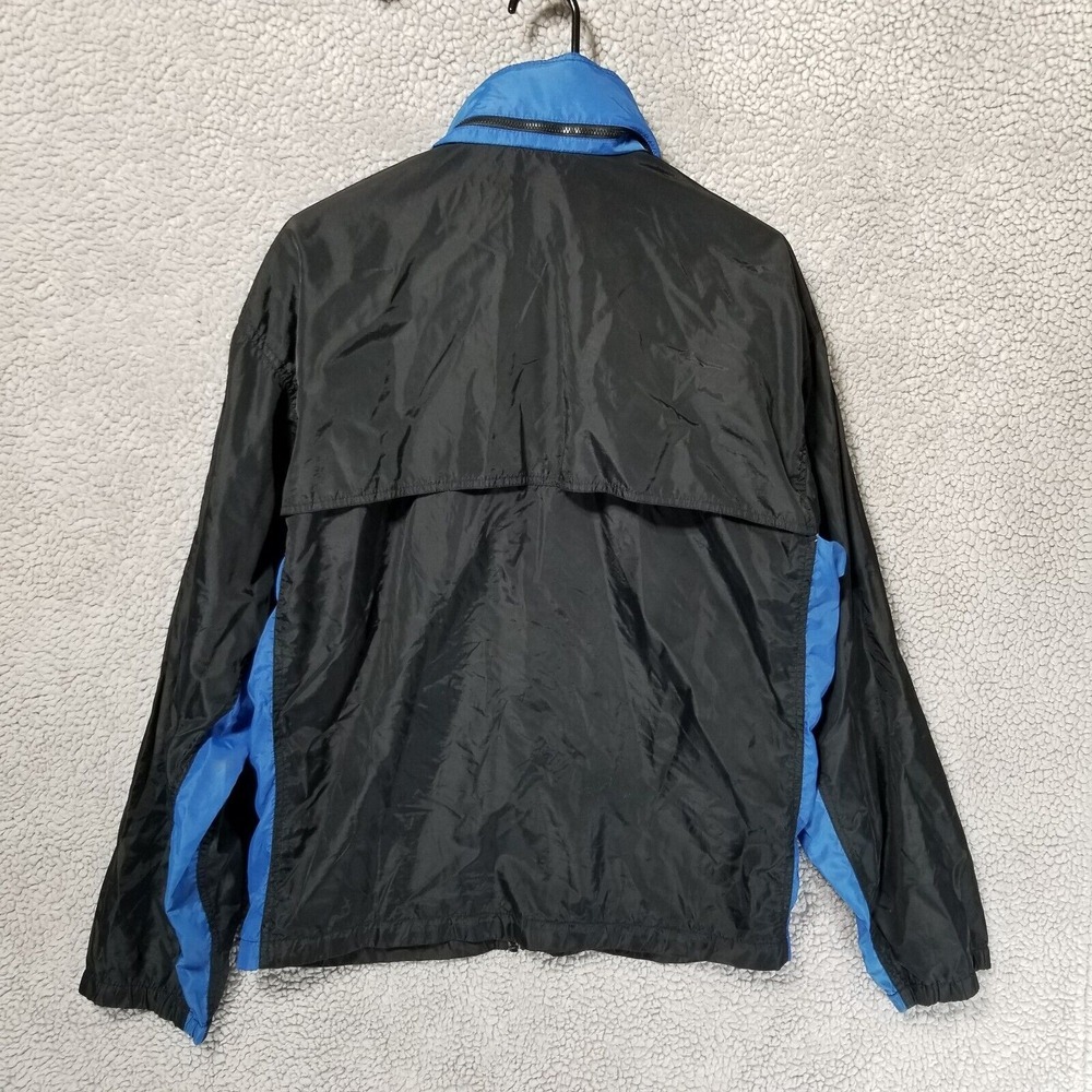 Vintage Nike Jacket Mens Large Blue Black Windbreaker Full Zip With Hood 80s - Picture 12 of 14